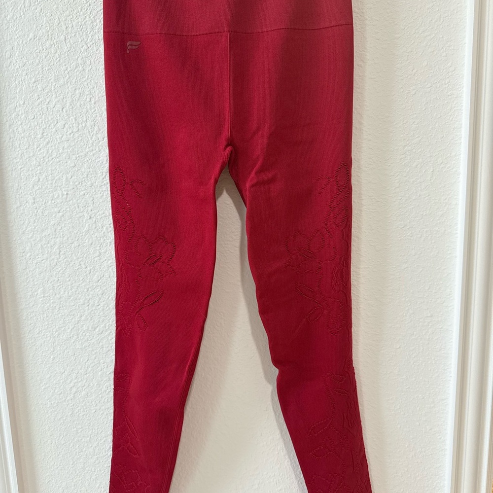Fabletics Cherry Red Leggings with Floral detail